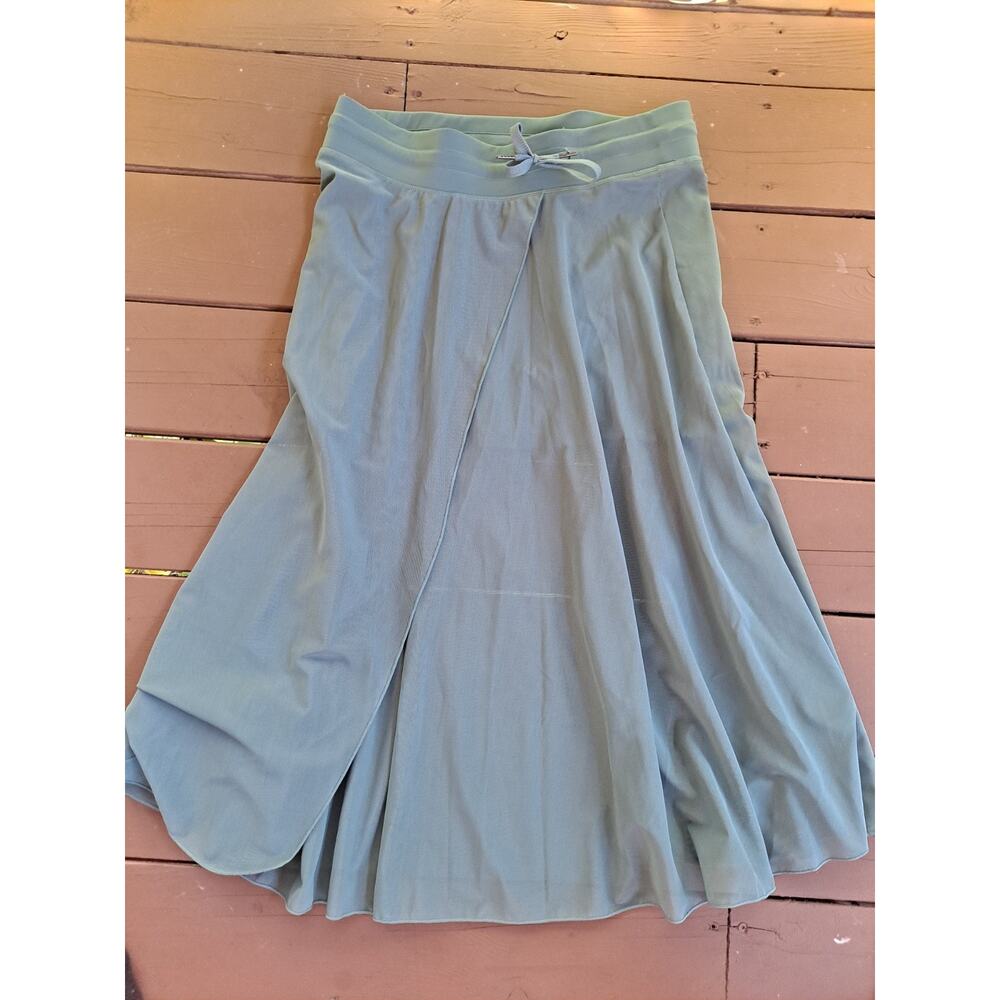 Halara Women’s Size L Teal Ruffle 2-in-1 Quick Dry Flowy High Low Maxi Skirt NWT